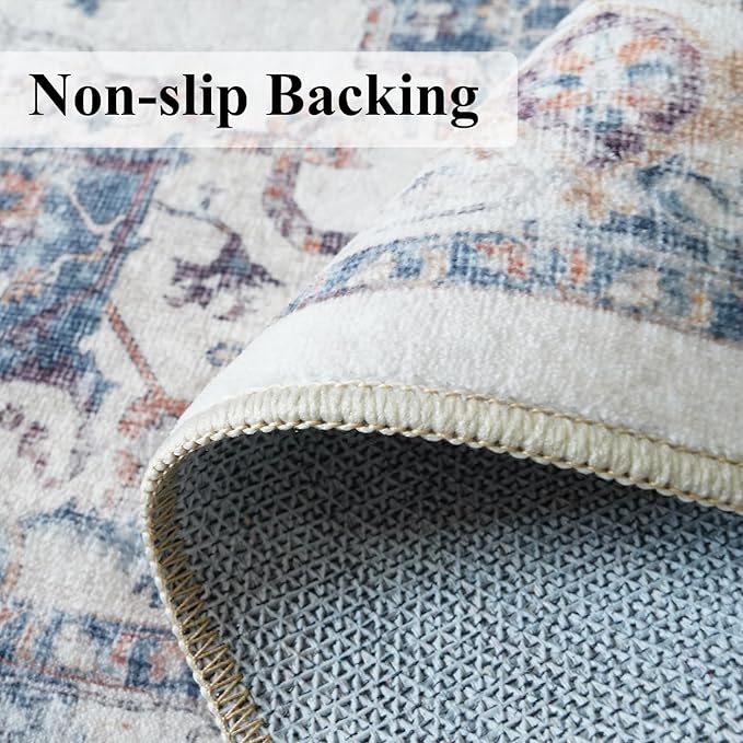 2x5 Washable Hallway Runner Rug: Indoor Farmhouse Non-Slip Entry Kitchen Rugs Oriental Thin Light Weight Carpet for Living Room Bedroom Soft Water Resisitant Floor Mat for Bathroom Laudry(2X5,Brick)