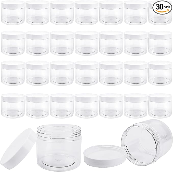 30 Pcs 10 oz Plastic Jars with Lids Clear Food Storage Containers Empty Cosmetics Containers Craft Storage Favor Jars for Kitchen Storage Spices Dry Food Body Butter Making