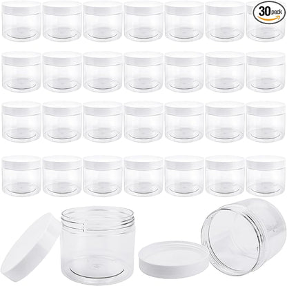 30 Pcs 10 oz Plastic Jars with Lids Clear Food Storage Containers Empty Cosmetics Containers Craft Storage Favor Jars for Kitchen Storage Spices Dry Food Body Butter Making