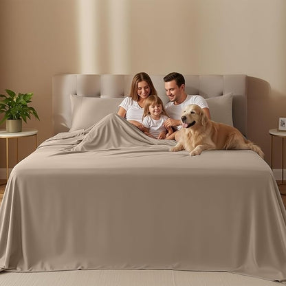 Utopia Bedding Full Size Sheet Set – 4 Piece Bed Sheets, Soft and Breathable Microfiber, Includes 1 Fitted Sheet, 1 Flat Sheet and 2 Pillowcases – Oeko Tex (Beige)