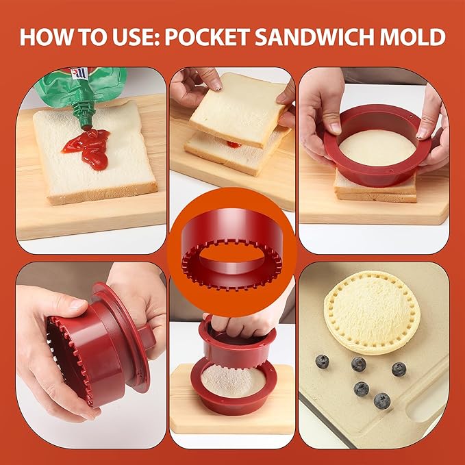 Pisol Hamburger Press, 4-in-1 Burger Press Patty Maker Slider, Stuffed Burgers Sandwich Cutter, Meat Beef Veggie Hamburger Patty Mold with 100 pcs Wax Disc Papers