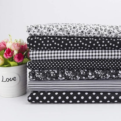 7 pcs 20" x 20" Cotton Fabric DIY Making Supplies Quilting Patchwork Fabric Fat Quarter Bundles DIY for Quilting Cotton Patchwork Cushions (Black, 20" x 20")