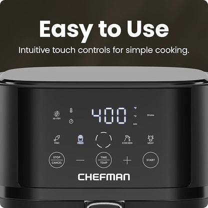Chefman Air Fryer – 4 QT Compact Airfryer for Quick & Easy Meals in Minutes, Features Hi-Fry Technology for Extra Crisp, Touchscreen Controls with 4 Presets, Nonstick & Dishwasher Safe Basket - Black
