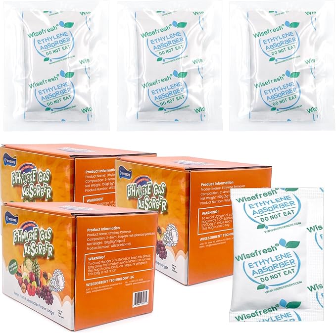 WiseFresh 90 Packs 5 Gram Ethylene Gas Absorber Packet, Vegetable & Fruit Fresh Produce Protector, Food Freshness Extender, Fresh Fruit Preserver, Vegetable Saver