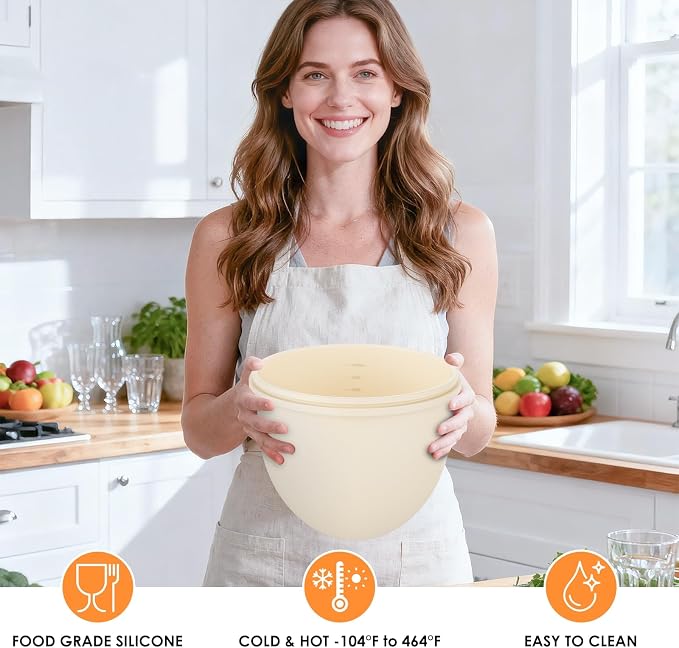 Silicone Bowl Liners for KitchenAid 4.5 Qt Tilt-Head Mixer, Silicone Bowl Insert for KitchenAid 4.5 Quart Mixer, Included 3 Liners with 3 Lids (For 4.5 Qt Tilt-head)