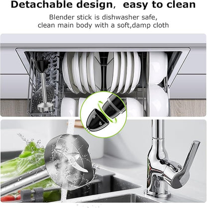 Bonsenkitchen Hand Blender, Immersion Blender with 2 Mixing Speed, Electric Handheld Mixer Portable Stick Mixer with Stainless Steel Blades for Soup, Smoothie, Puree, Baby Food