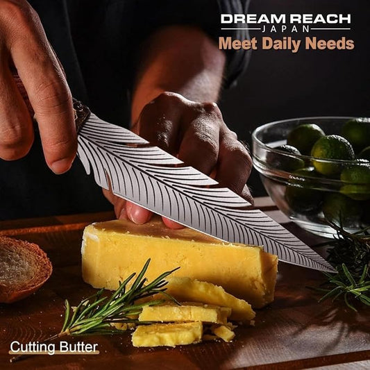 Dream Reach Feather Viking Knife – Hand-Forged Boning Knife with Sheath, 7" High Carbon Steel Butcher Tool for Meat Cutting, Camping BBQ Gifts for Men Women