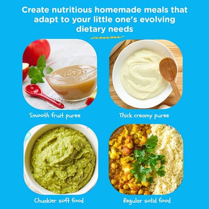 EVLA'S Baby Food Maker, Steamer, Blender, Baby Food Processor for Healthy Homemade Baby Food in Minutes, Touch Screen with 6 Reusable Food Pouches, Baby Registry Essential, Grey