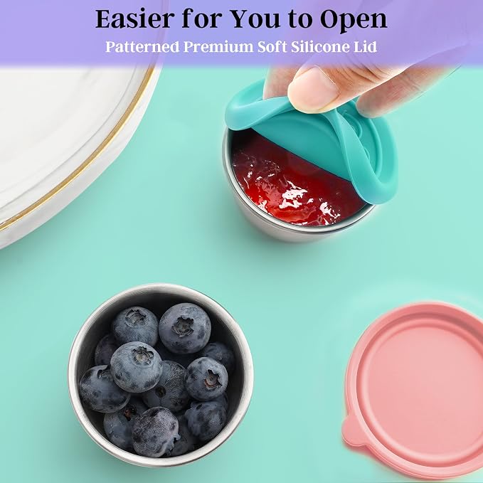 6x1.6 Oz Salad Dressing Containers With Lids, Small Leakproof Reusable Stainless Steel Salad Dressing Container To Go For Lunch Boxes,Sauce containers, Picnics,Travel Meal Prep And Kitchen Storage.