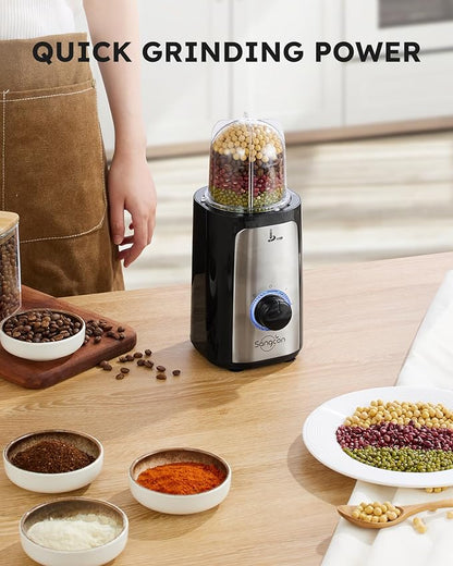 SANGCON 5 in 1 Blender and Food Processor Combo for Kitchen, Small Electric Food Chopper for Meat and Vegetable, 350W High Speed Blenders with 2 Speeds and Pulse for Smoothies and Shakes