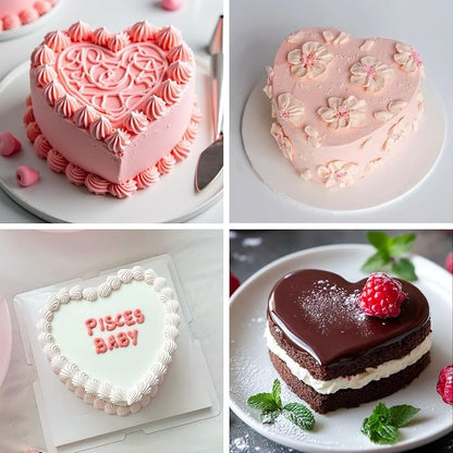 HUAKENER 6 Inch Heart Cake Pan, Set of 2 Heart Shaped Cake Pans with 60 Pieces Parchment Paper, Non-stick Cake Baking Pans for Kitchen Birthday Wedding