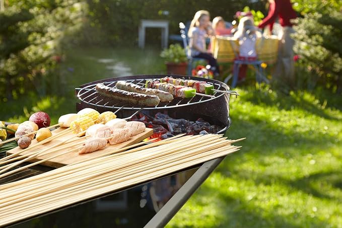 200 PCS Bamboo Marshmallow Roasting Sticks, SMores Skewers for Fire Pit, Extra Long 36 Inch Heavy Duty 5mm Thick Wooden SMores Sticks for Open Fire Pits Roaster Barbecue Hot Dog Camping Kebab Sausage