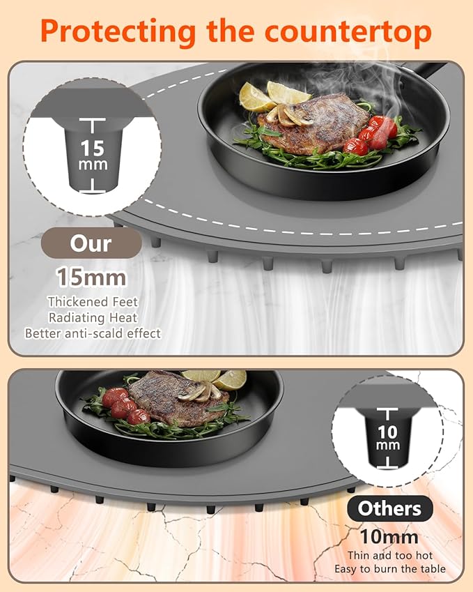 seenlast Warming Mat for Food with Adjustable Temperature Timer,10S Fast Heating Silicone Food Warmers for Parties Buffet and Home Daily,Food Warming Mat with Insulating Pad Raised Feet Protects Table