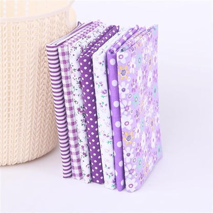 7Pcs Top Cotton Craft Fabric Bundle Squares Patchwork,DIY Sewing Scrapbooking Quilting Floral Dot Pattern Craft and Hobby Fabric,Fabric Arts,Crafts and Sewing10 x 10" (25cm x 25cm) (Purple)