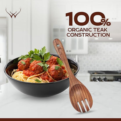 9 Pcs Teak Wooden Spoons for Cooking with Rest - Premium Utensils Set with Long Handles – Heat-Resistant Kitchen Tools for Stirring, Mixing, Serving – Durable Cooking Utensils Set with Spatula