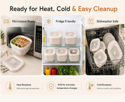 3 Pack Food Storage Containers with Easy-Open Vent Lids, Leak Resistant BPA-Free Meal Prep Containers, Microwave Freezer Dishwasher Safe, Stackable Food Containers,White, 17oz 34oz 51oz