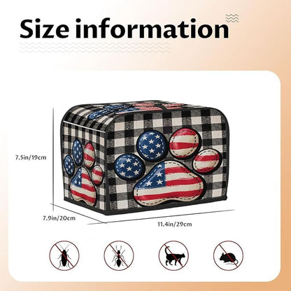 Dog Paw Flag Toaster Cover 2 Slice Wide Slot Washable Kitchen Appliance Covers Fingerprint Bread Machine Dust Cover Small Toaster Oven Accessories Covers Bread Maker Bag Women Gift
