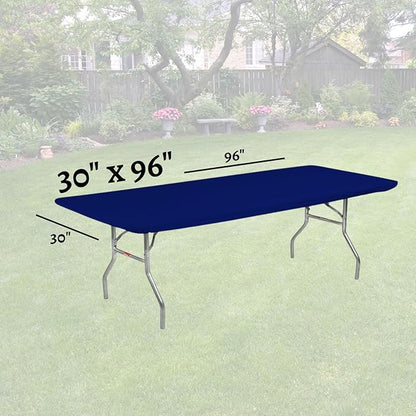 Kwik-Covers 8' Rectangle Plastic Table Covers 30" x 96", Bundle of 5 (Navy Blue)