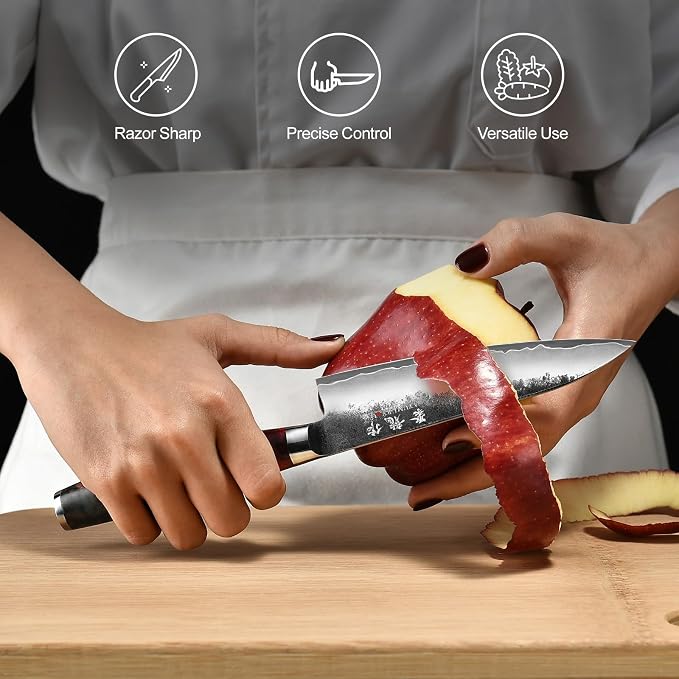 5.5" Japanese Utility Knife, Professional Hand Forged VG10 Core Chef Knife, Ultra Sharp Paring Knives with Ergonomic Handle, Multipurpose Petty Knife with Gift Box, Perfect Gifts for Men and Women