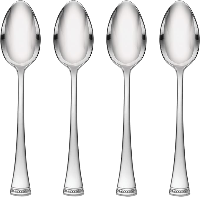Lenox Portola Flatware Collection, 18/10 Stainless Steel Flatware & Silverware, Dinner Spoon Set, 4-Piece
