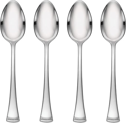 Lenox Portola Flatware Collection, 18/10 Stainless Steel Flatware & Silverware, Dinner Spoon Set, 4-Piece