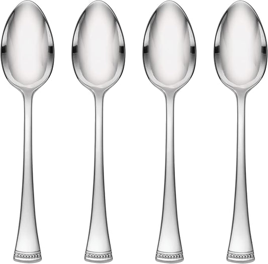 Lenox Portola Flatware Collection, 18/10 Stainless Steel Flatware & Silverware, Dinner Spoon Set, 4-Piece