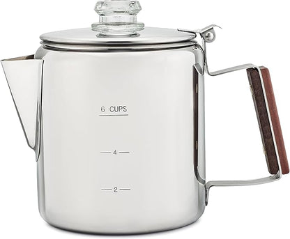 COLETTI Bozeman Percolator Coffee Pot — NO Aluminum or Plastic [6 cup]