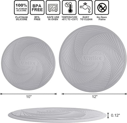 Walfos Silicone Microwave Mats, Heat Resistant Multi-Purpose Microwave Trivet Mat, Non-Slip Hot Pads, BPA Free Silicone Mats for Microwave, Oven, Hot Pan, Pot (Grey)