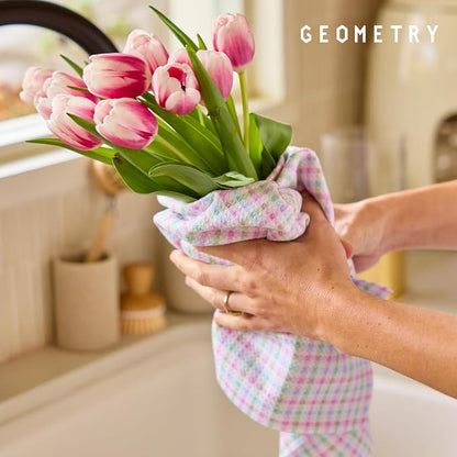 GEOMETRY Tea Towels – Easter Collection – Quick-Dry, Ultra-Absorbent, Reusable Microfiber Kitchen Towels for Drying & Cleaning - Pastel Picnic - 1 Pack
