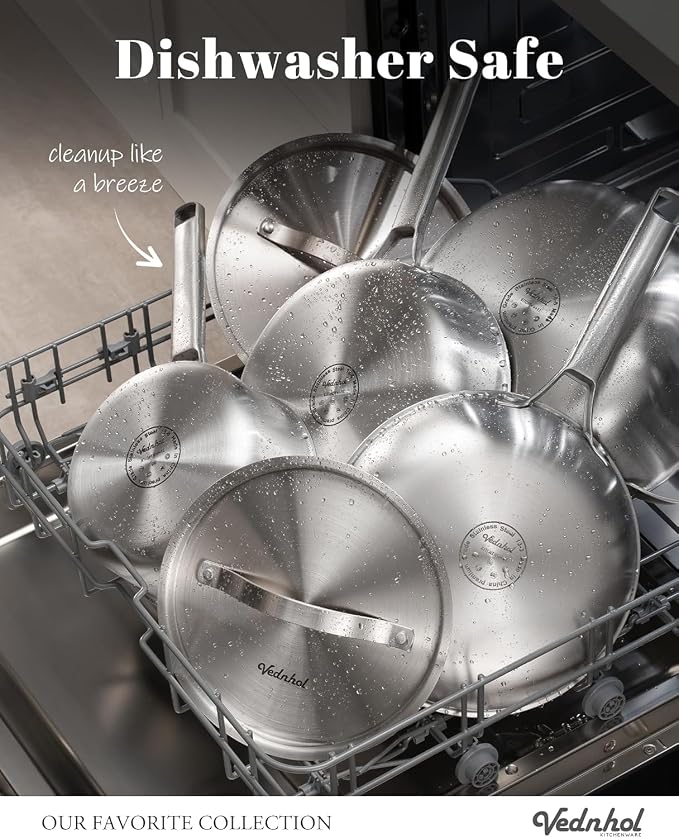 Stainless Steel Frying Pan Set with Lids 8+10+12 Inch,Tri-Ply Stainless Steel Skillets,Brushed Steel Pans with Stainless Steel Lids,Oven&Dishwasher Safe,Induction Compatible