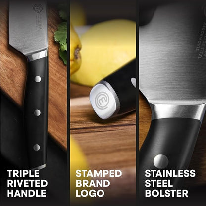 MasterChef Chef Knife Set with Bag, Knife Roll Set with 5 Professional Quality Kitchen Knives for Precision Home Cooking, High Carbon Stainless Steel Blades & Triple Riveted Handles