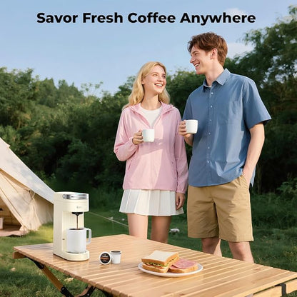 CHULUX Compact Single Cup Coffee Maker for K Cup Pod, Auto Shut-Off, Cream