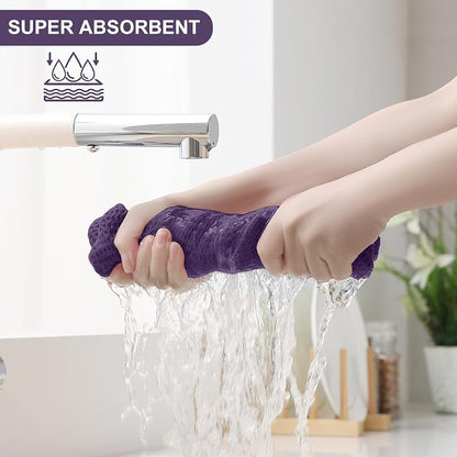 Homaxy 100% Cotton Kitchen Towels and Dishcloths Set, 12 x 12 Inches and 13 x 28 Inches, Set of 8 Bulk Kitchen Towels Set, Ultra Soft Absorbent Dish Cloths for Washing Dishes, Eggplant