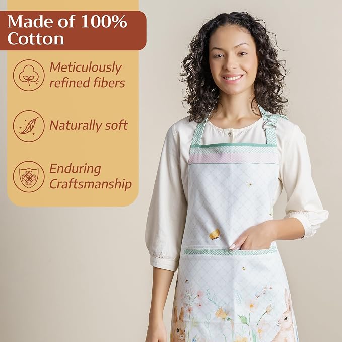 Maison d' Hermine 100% Cotton Apron for women with Pocket Kitchen Chef Apron for Men Cooking Spring Summer