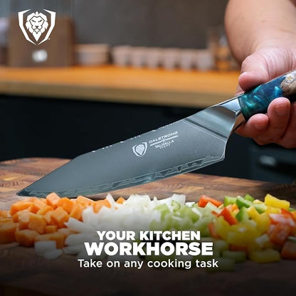 Dalstrong Chef Knife - 8 inch - Valhalla Series - Premium 9CR18MOV HC Steel - Celestial Resin & Wood Handle - Razor Sharp - Kitchen Cooking Chef's Knife - Leather Sheath