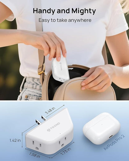 TROND Outlet Extender, 3-Prong Grounded Wall Plug Splitter, 3 Way Angled Outlet Adapter, ETL Listed, Cruise Ship Essentials, Plug Expander with 3 Electrical Sockets for Bathroom, Kitchen, White