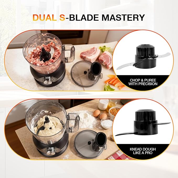 12 Cup Smart Food Processor | Electric Food Chopper Slicer, French-Fry Slicing Shredding Chopping Kneading Cutter, For Meat, Vegetable, Fries, Cheese