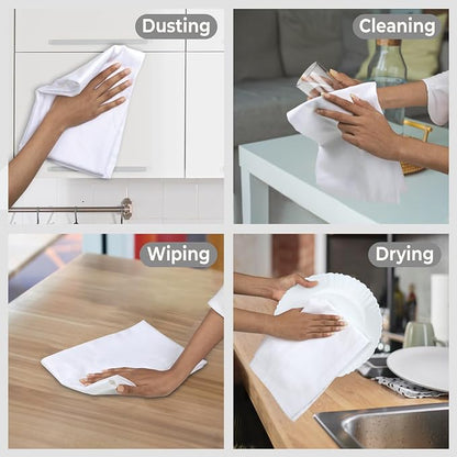 Urban Villa Flour Sack White Kitchen Towels 100% Cotton Highly Absorbent Dish Towels for Bread Proofing Baking Drying Dinnerware Glass Embroidery DIY Projects Zero Lint 27x27 Inches (4 Pack)