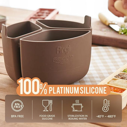 Silicone Rice Cooker Divider, Triple Slow Cooker Liner for Instant Pot 6 Quart & Rice Cooker 3 Cups (Uncooked), Food-Grade Silicone Dividers, Cook 3 Meals at Once, Reusable & Dishwasher-Safe
