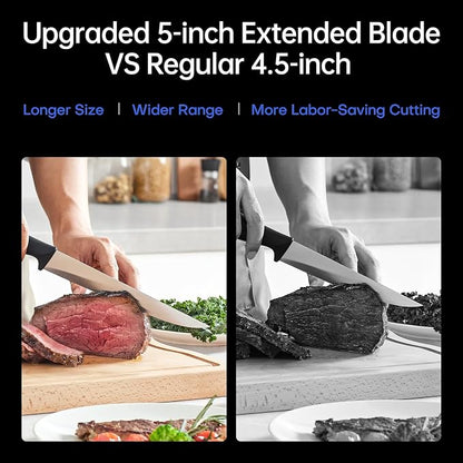 KUISINE Upgraded Chef Knife Set,High Carbon Stainless Steel Ultra Sharp Blade Ergonomic Handle,Kitchen Knife Block Set with Built-in Sharpener,Elegant Gift for Holiday(Silver Black,15PCS)