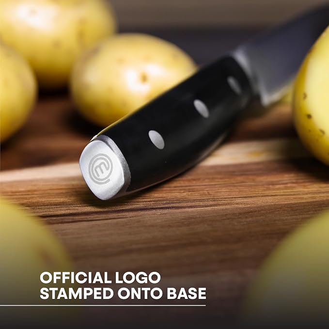 MasterChef Paring Knife 8" with High Carbon Stainless Steel Blade and Triple Riveted Handles, Professional Quality Kitchen Knife for Precision Cooking at Home, Perfectly Balanced, Razor Sharp