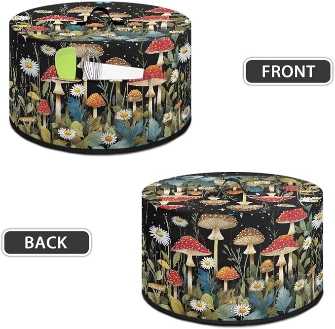 Mushrooms Daisies Slow Cooker Dust Cover 6-8 qt Crock for Pot Keep Small Kitchen Appliance Clean Kitchen Home Accessories Decor Cover with Top Handle