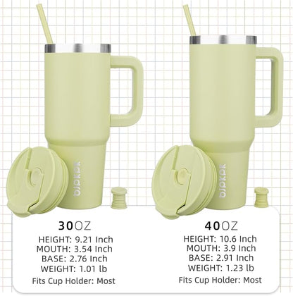 BJPKPK Tumbler With Handle And Straw 30oz Insulated Tumbler Cups With Lid Stainless Steel Travel Coffee Mug,Macaron Green