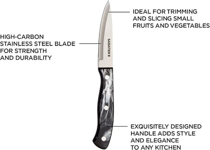 Sabatier Triple Riveted Paring Knife, 3.5-Inch, High-Carbon Stainless Steel, Razor-Sharp Kitchen Knife to Cut Fruit, Vegetables and more, Black