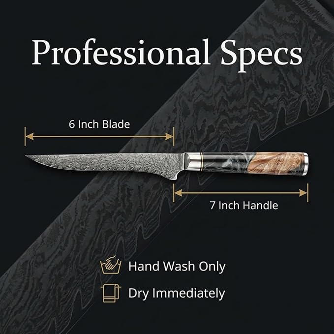 Tidal Black - 6" Boning Knife - Damascus