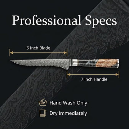 Tidal Black - 6" Boning Knife - Damascus