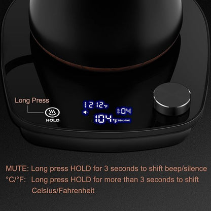 Gooseneck Electric Kettle, Intelligent Temperature Control, Stainless Steel Inner, Quick Heating, for Pour Over Coffee, Brew Tea, Boil Hot Water, 1000W 0.9L Black