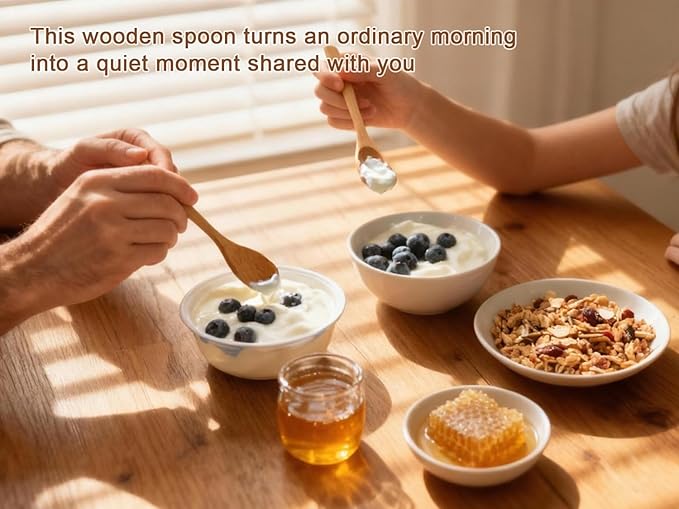 6 Piece Small Wooden Spoons Set - Premium Beech Wood Spoons in 3 Sizes (4.9", 5.9", 7.1") for Honey, Tea, Coffee, Multi-Purpose Mini Teaspoons Utensils for Ice Cream and Soup