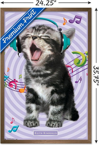 Trends International Keith Kimberlin - Kitten - Singing Wall Poster, 22.375" x 34", Bronze Framed Version