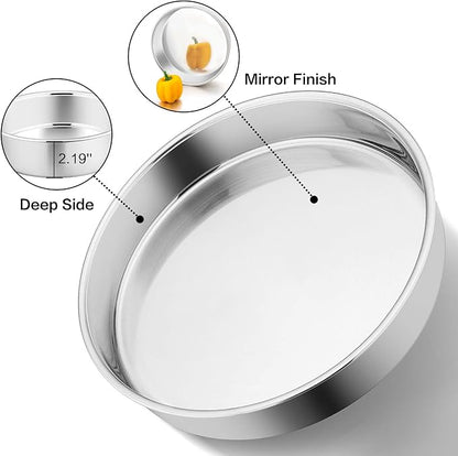 P&P CHEF 11 Inch Cake Pan Set of 4, Stainless Steel Baking Round Cake Pans Tins Bakeware for Birthday Wedding, Leak-proof & Easy Clean, Mirror Finish & Easy Releasing